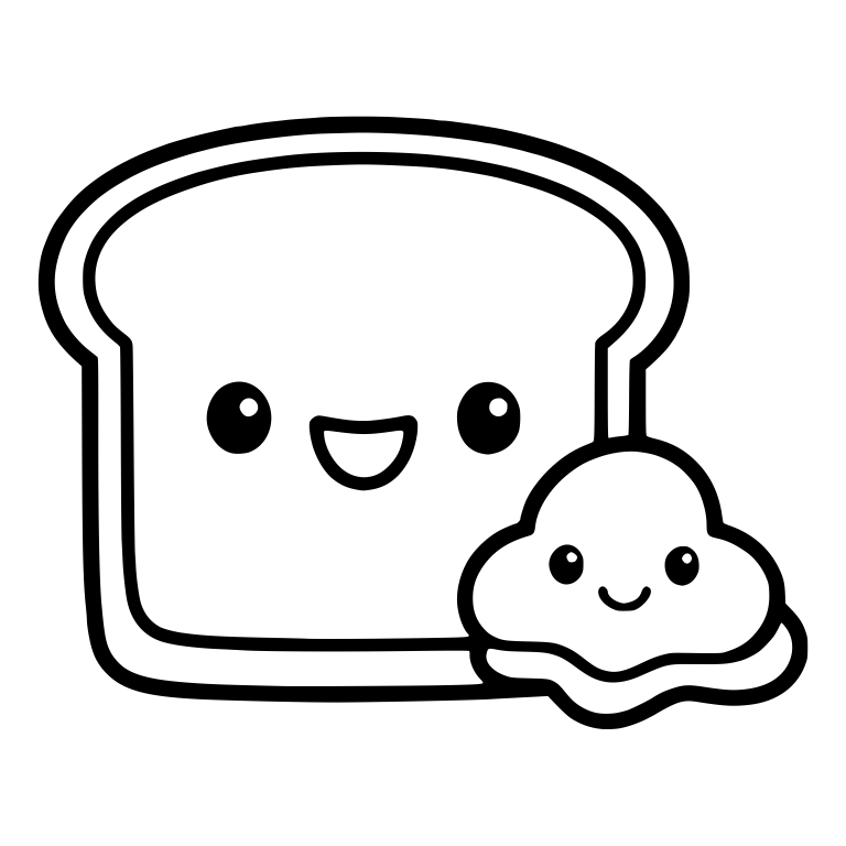 Kawaii Bread Slice with Little Smiling Blob — free food SVG cut file