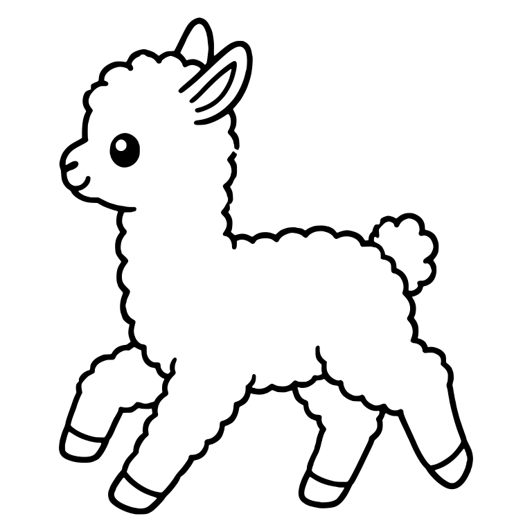 Running Llama Profile With Round Eye and Pom Tail — free animal SVG cut file