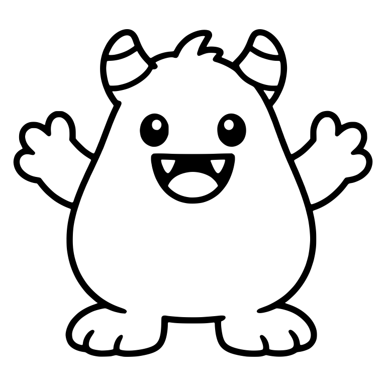 Pear-Shaped Horned Monster Waving Both Arms — free fantasy-creature SVG cut file