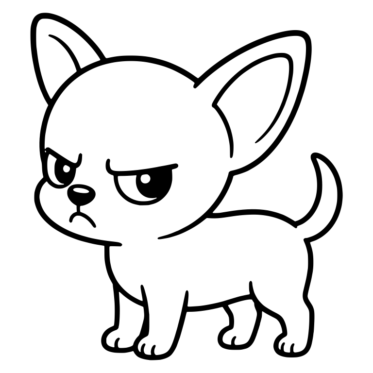 Grumpy Chihuahua Puppy Standing With Side-Eye Glare — free animal SVG cut file