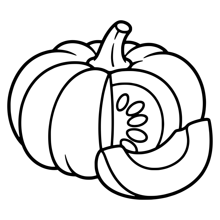 Pumpkin with Cut Wedge Slice and Seeds — free floral SVG cut file