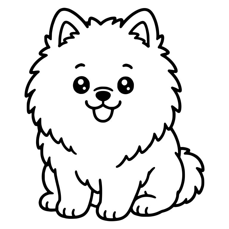 Sitting Pomeranian With Eyebrow Marks and Tongue Out — free animal SVG cut file