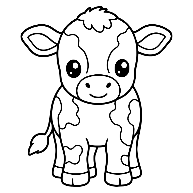 Spotted Calf Standing Front View With Big Shiny Eyes — free animal SVG cut file
