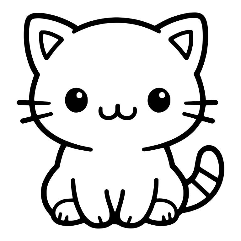 Kitten with W Mouth and Striped Tail — free animal SVG cut file