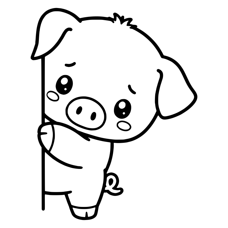 Shy Piglet Peeking Around A Wall Edge — free animal SVG cut file