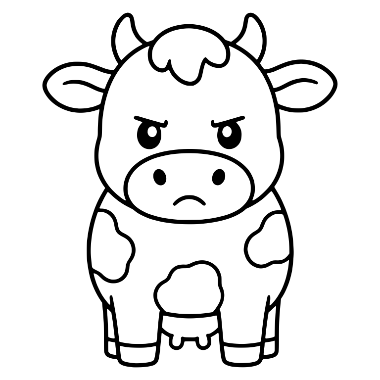 Irritated Cow Standing Front View With Udder — free animal SVG cut file