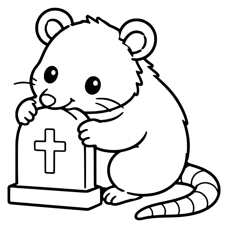 Opossum Hugging a Tombstone With a Cross — free animal SVG cut file