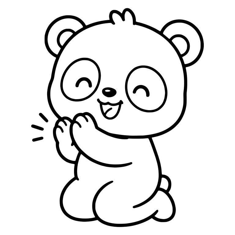 Kneeling Panda With Hair Tuft Clapping Paws — free animal SVG cut file