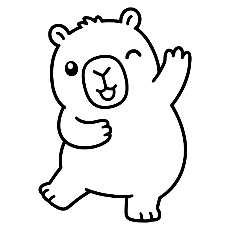 Winking Capybara Waving with Open Smile and Kicked Leg — free animal SVG cut file