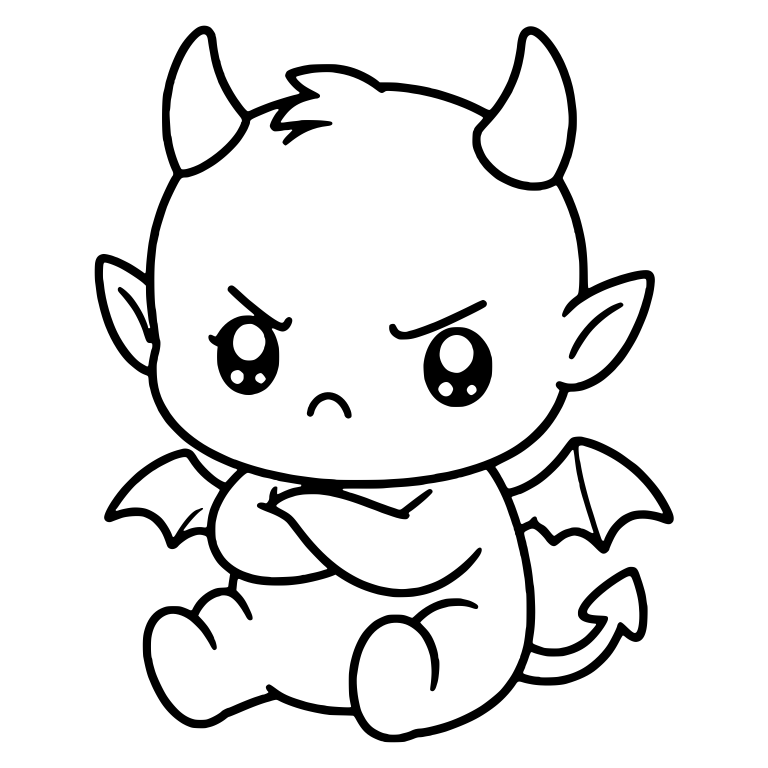 Sulking Winged Baby Devil Sitting With Crossed Arms — free fantasy-creature SVG cut file