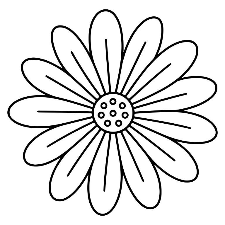 Daisy with Dotted Center and Petal Lines — free floral SVG cut file