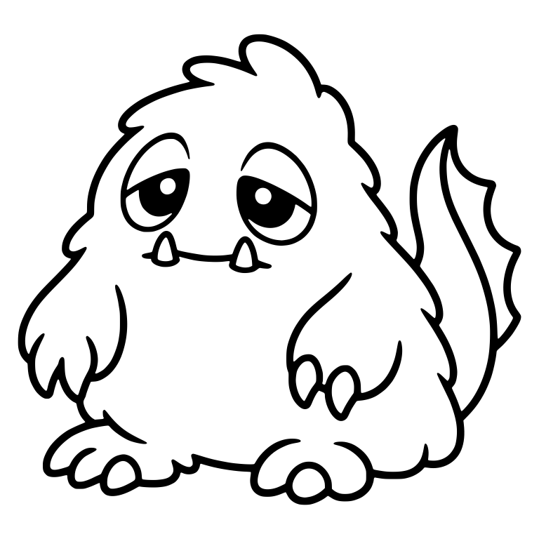 Sleepy Fuzzy Monster With Finned Tail — free fantasy-creature SVG cut file