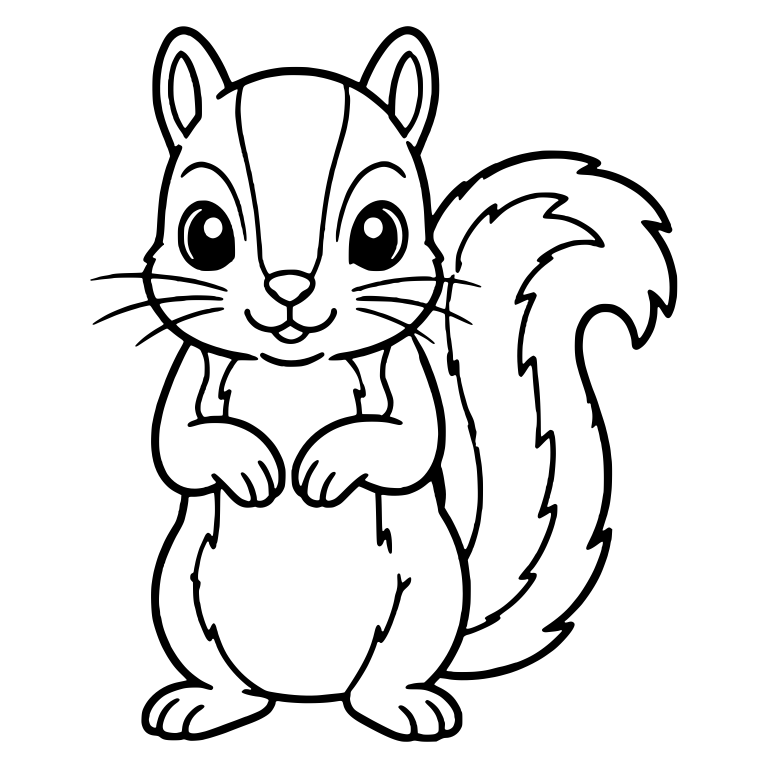 Striped Face Squirrel Standing Upright with Paws on Chest — free animal SVG cut file