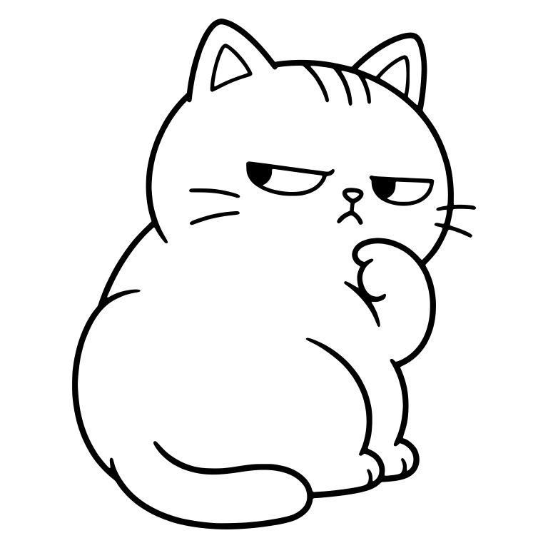 Chubby Kitten Turned Sideways with Paw at Chin — free animal SVG cut file