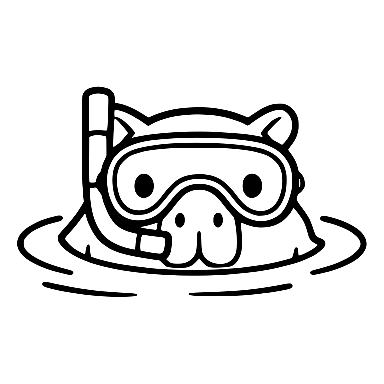 Capybara Snorkeling in Water with Diving Mask — free animal SVG cut file