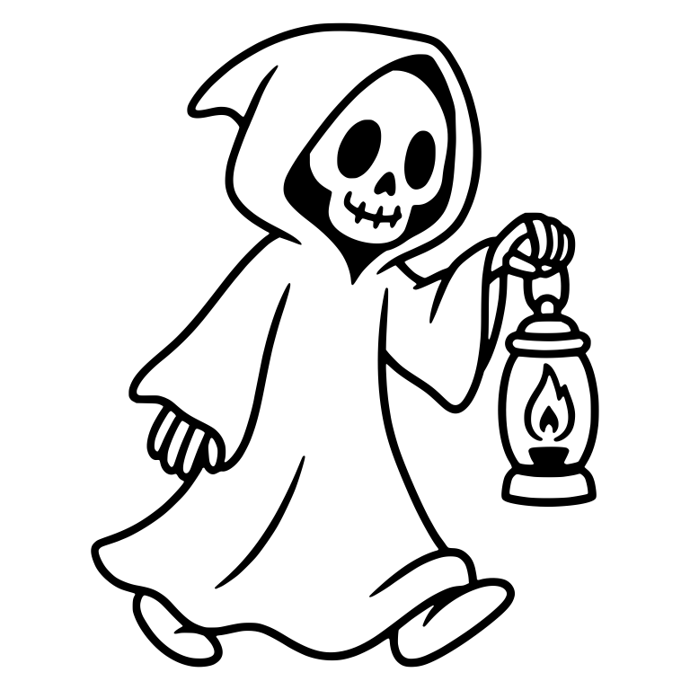 Grim Reaper Walking with Lantern — free characters SVG cut file