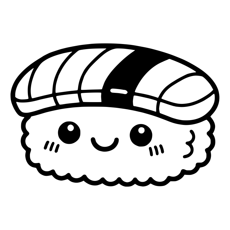 Kawaii Nigiri Sushi With Smiling Face And Blush Marks — free food SVG cut file