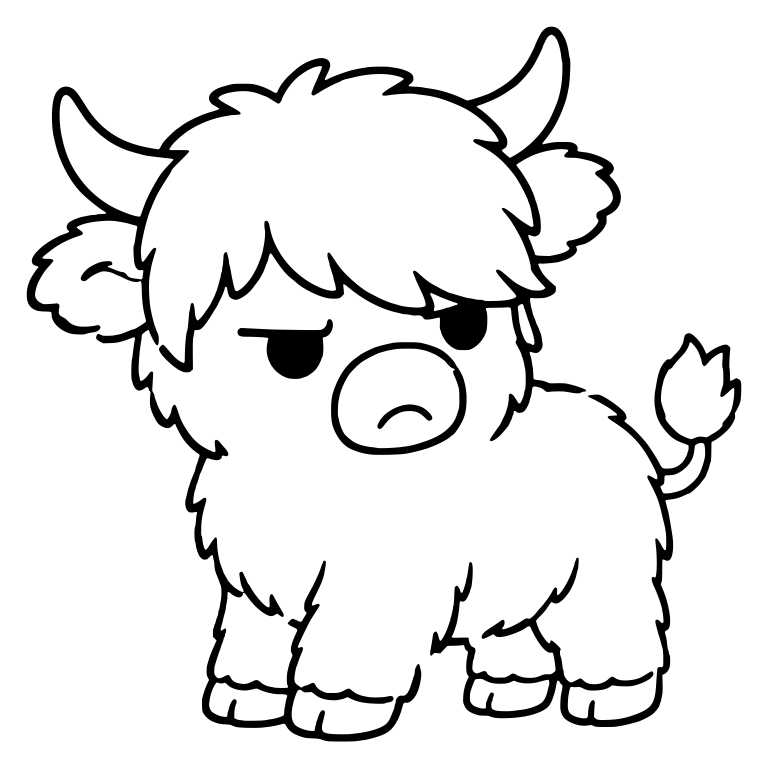 Grumpy Highland Calf Standing With Tail Raised — free animal SVG cut file