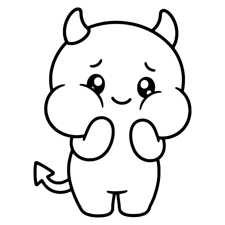 Chubby-Cheeked Little Devil Standing with Hands Up — free fantasy-creature SVG cut file