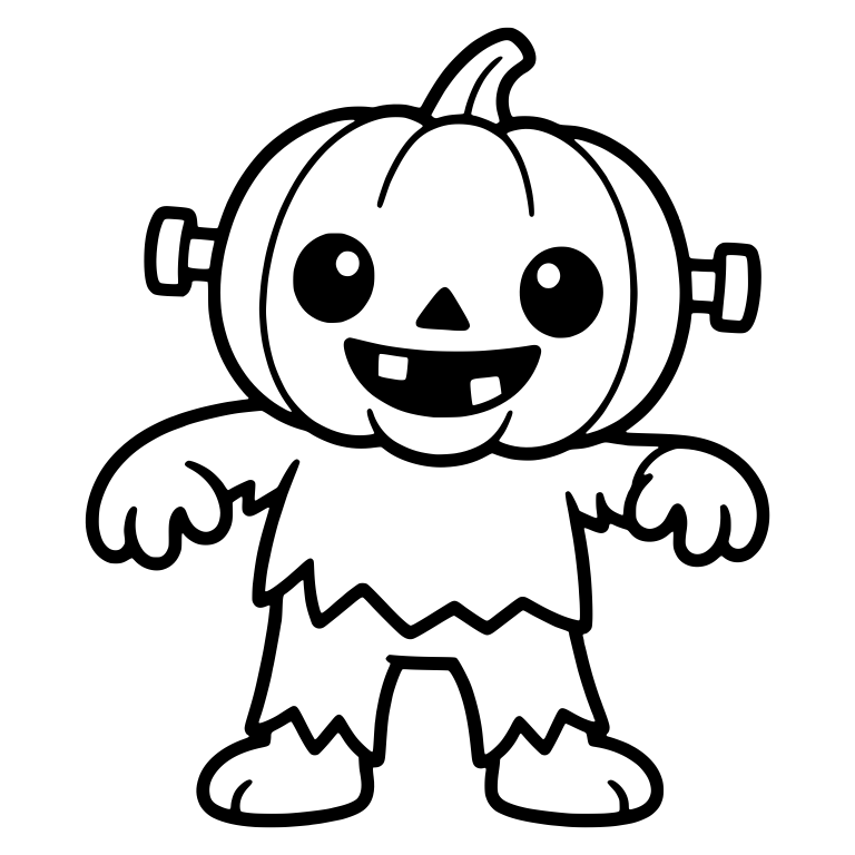 Pumpkin Head Monster With Neck Bolts And Torn Clothes — free fantasy-creature SVG cut file