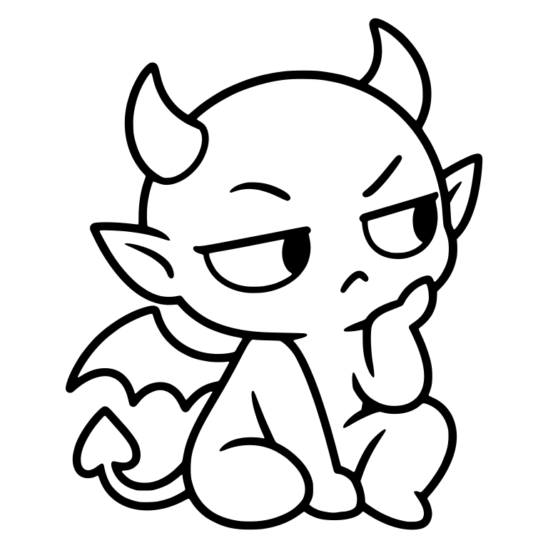 Sitting Demon Side-Eye With Chin Resting on Hand — free fantasy-creature SVG cut file