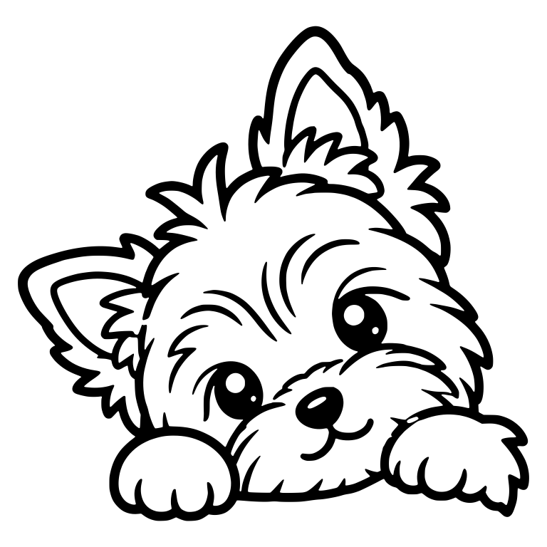 Yorkie Puppy Peeking With Tilted Head and Paws — free animal SVG cut file