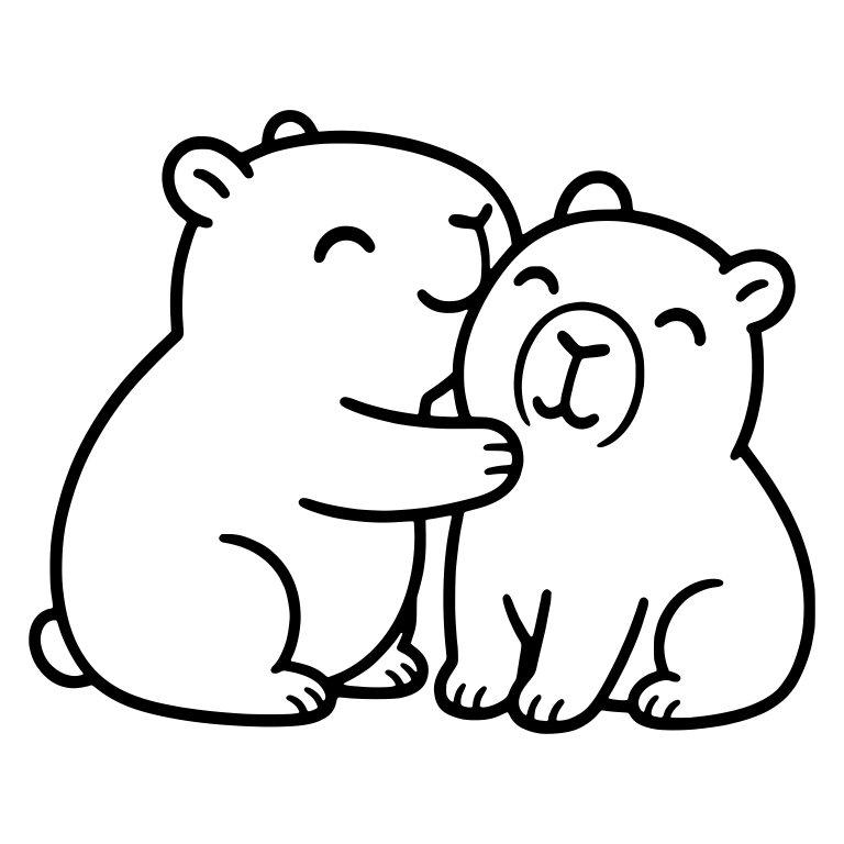 Capybara Pair Sharing a Cheek-to-Cheek Hug — free animal SVG cut file