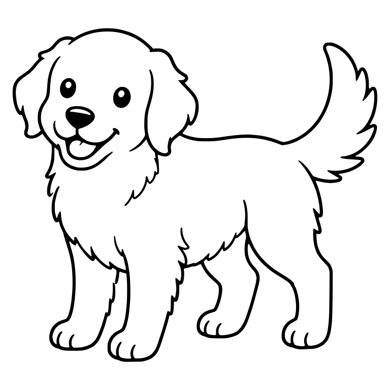 Standing Golden Retriever Puppy with Open Smile — free animal SVG cut file