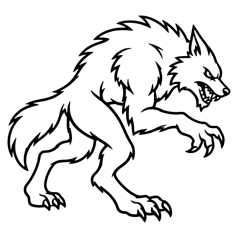 Werewolf Prowling In Side Profile With Bared Fangs — free fantasy-creature SVG cut file