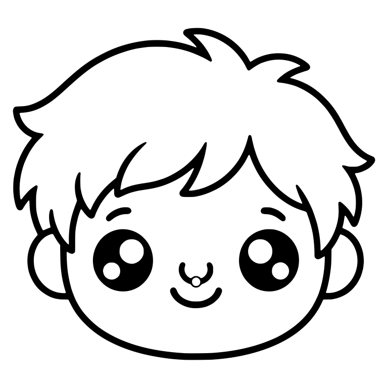 Boy with Messy Spiky Hair and Septum Nose Ring — free characters SVG cut file