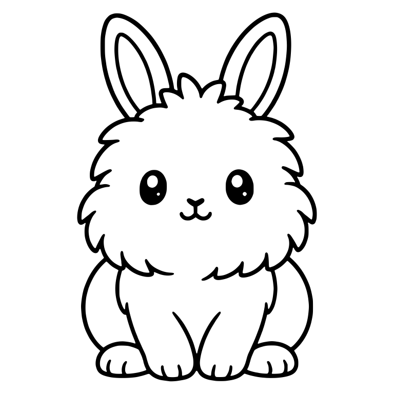 Fluffy Lionhead Bunny Sitting Front View — free animal SVG cut file