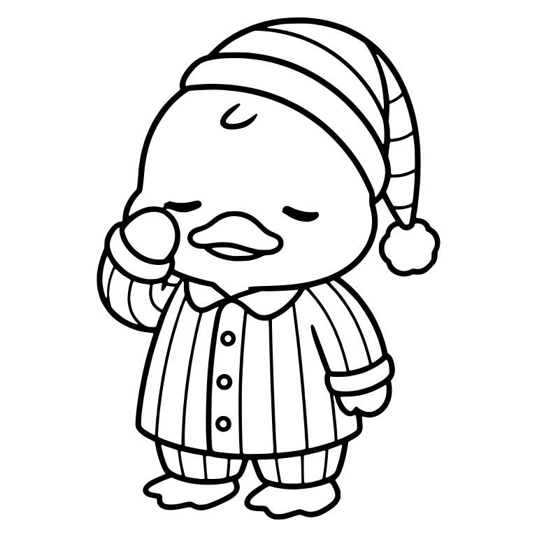 Sleepy Duckling in Striped Pajamas and Nightcap — free animal SVG cut file