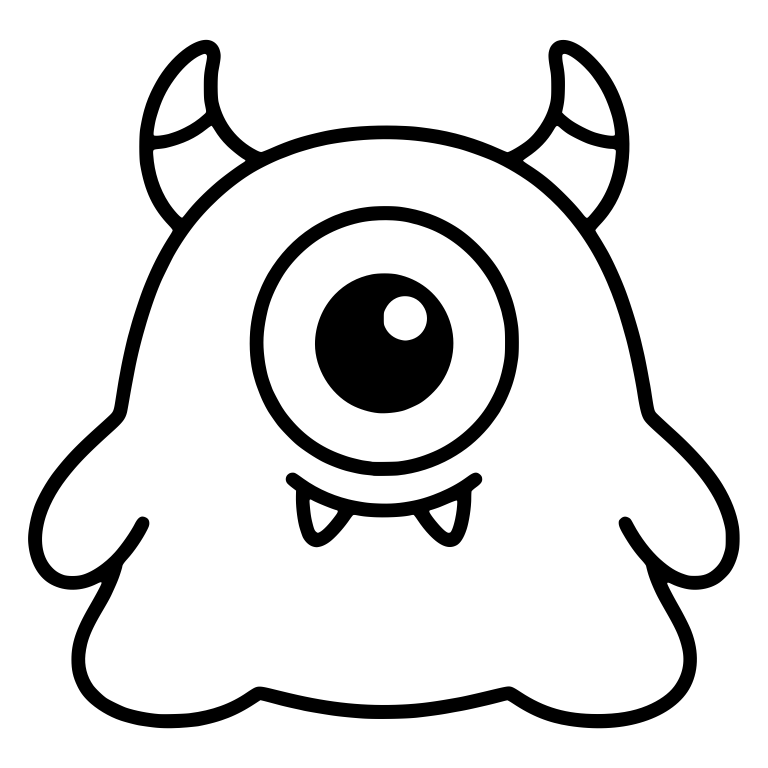 One-Eyed Horned Blob Monster with Two Fangs — free fantasy-creature SVG cut file