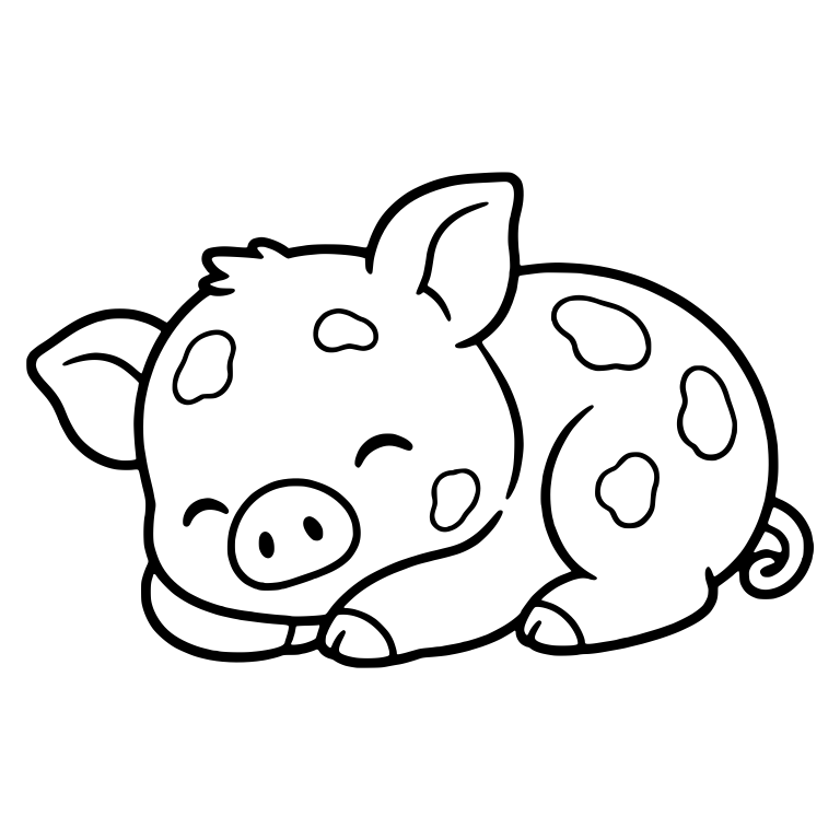 Spotted Piglet Curled Up Sleeping — free animal SVG cut file