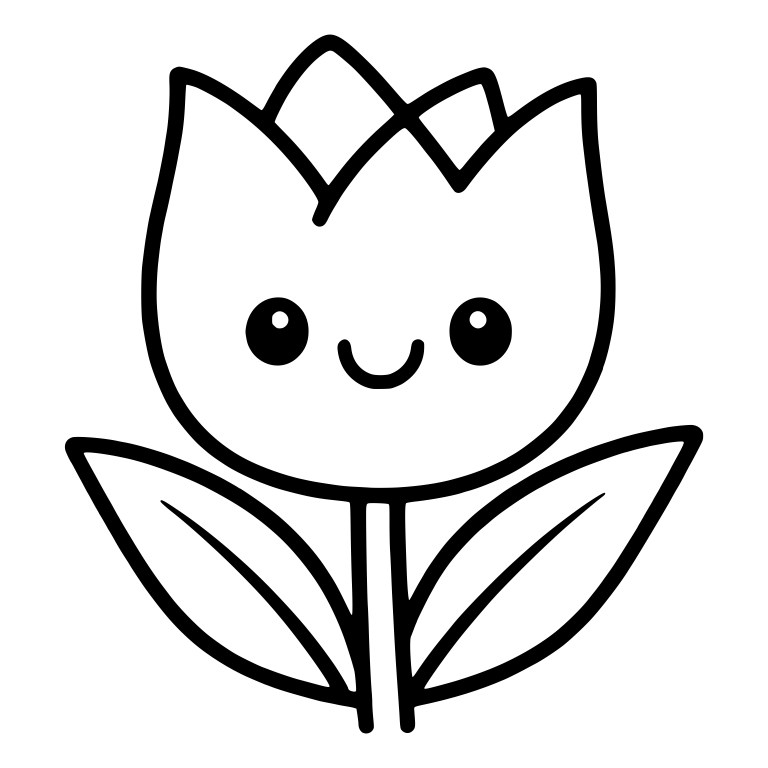 Tulip With Jagged Crown Petals and Twin-Line Stem — free floral SVG cut file