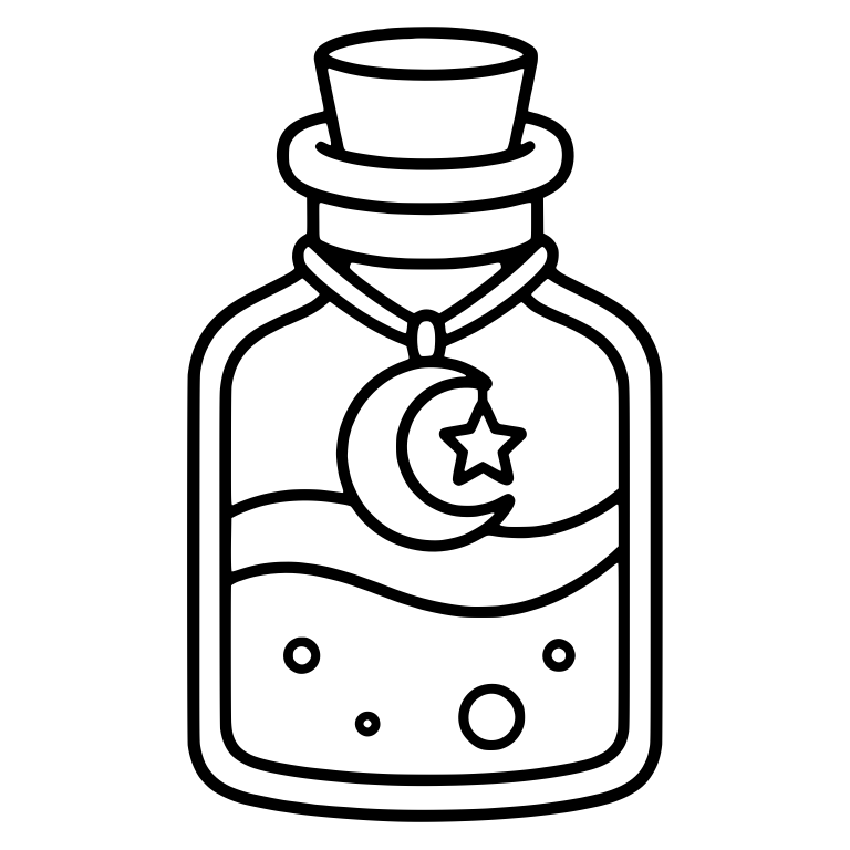 Square Potion Jar With Moon And Star Pendant — free objects SVG