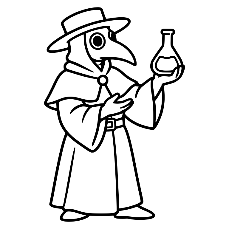 Plague Doctor Holding Up Potion Flask — free characters SVG cut file