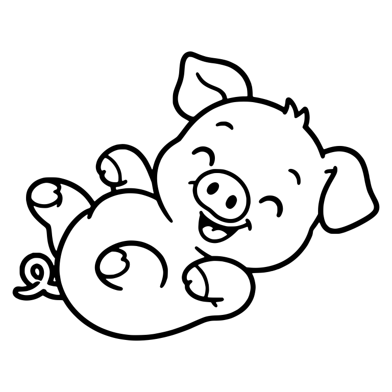 Piglet Rolling on Its Back Laughing — free animal SVG cut file