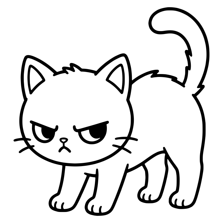 Grumpy Kitten Stalking With Tail Raised — free animal SVG cut file