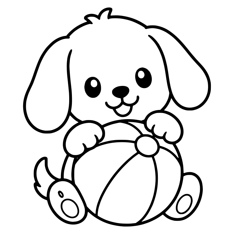 Floppy-Eared Puppy Sitting Behind Beach Ball — free animal SVG cut file