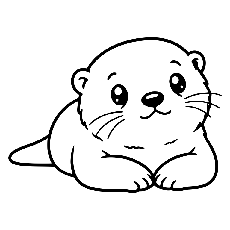Kawaii Otter Lying on Belly with Paws Together — free animal SVG cut file