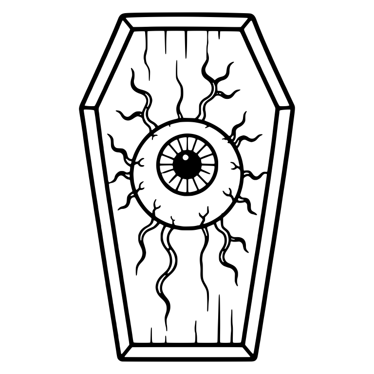 Coffin with Big Eyeball and Radiating Veins — free objects SVG cut file