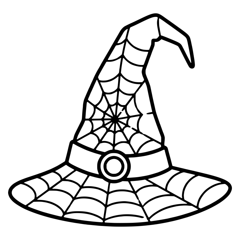 Spiderweb Witch Hat with Round Buckle and Bent Tip — free objects SVG cut file