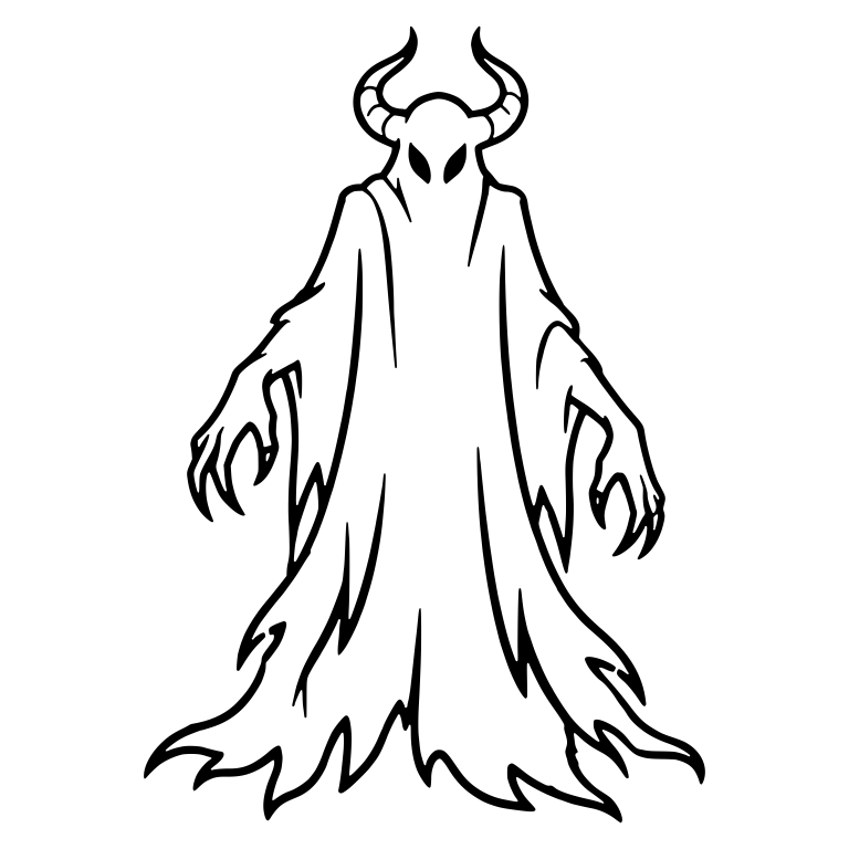 Tall Horned Phantom in Tattered Robe — free fantasy-creature SVG cut file
