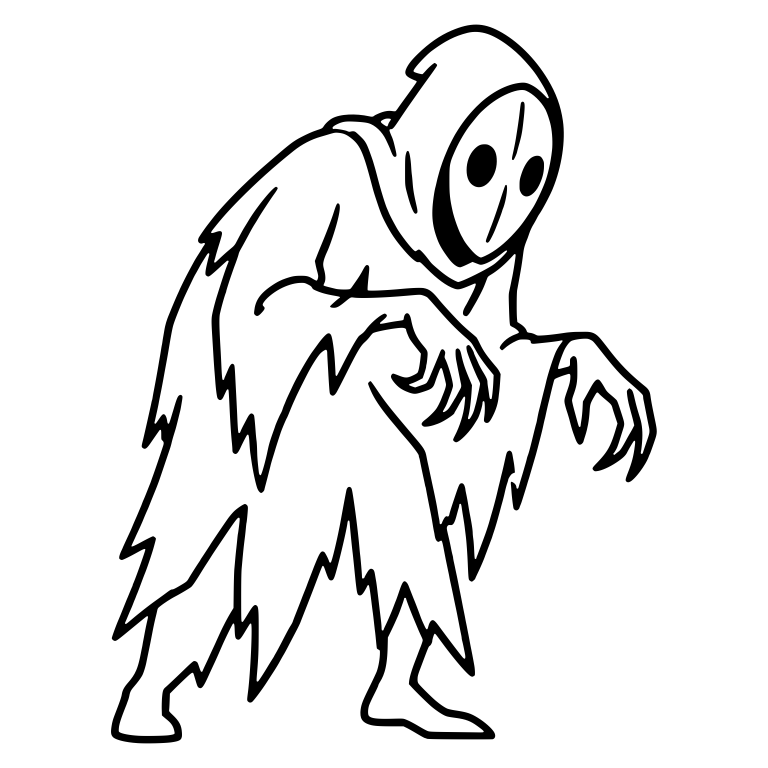 Hooded Masked Figure in Tattered Robe — free characters SVG cut file