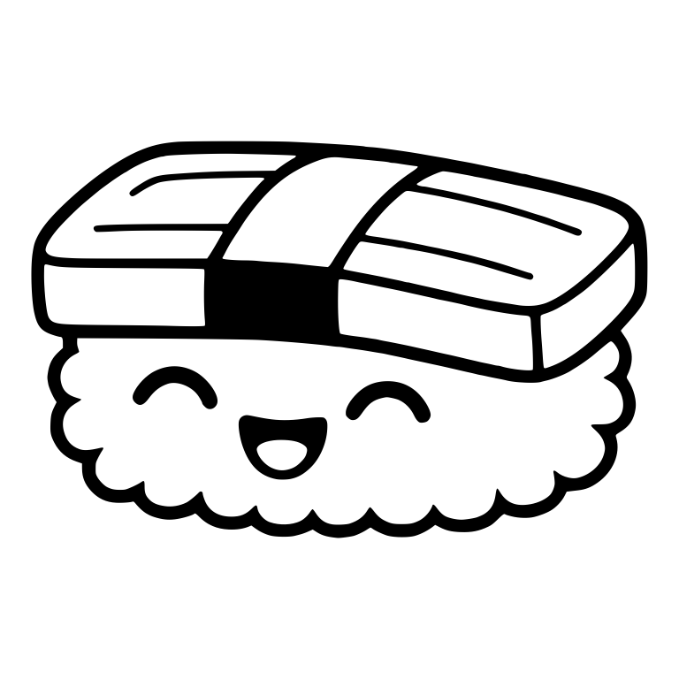 Egg Nigiri With Nori Band and Laughing Closed Eyes — free food SVG cut file