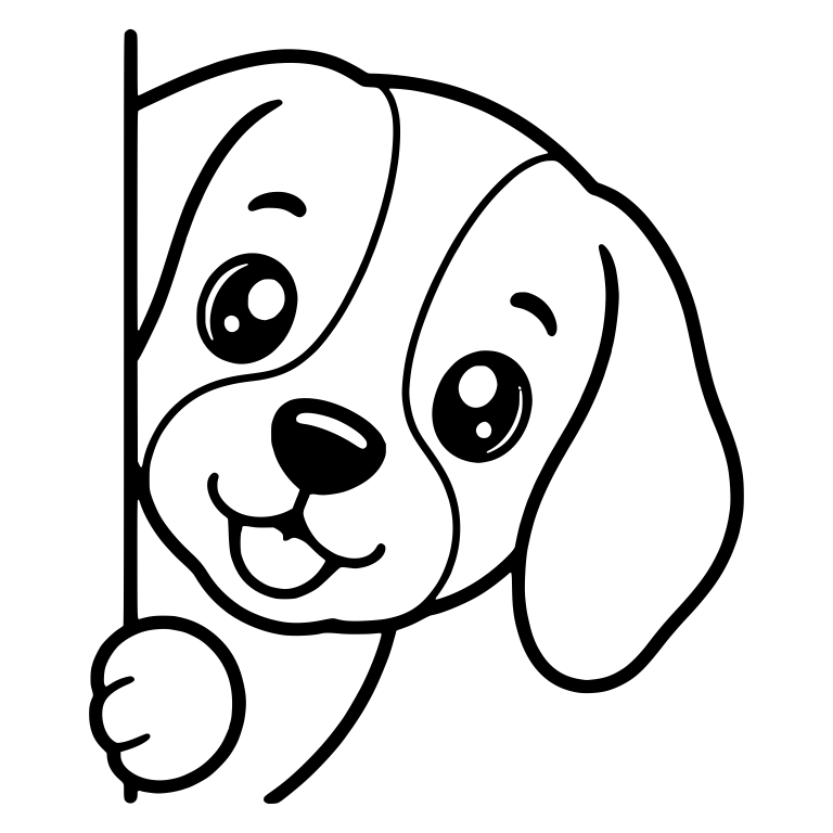 Beagle Puppy Peeking Around Left Corner With One Paw — free animal SVG cut file