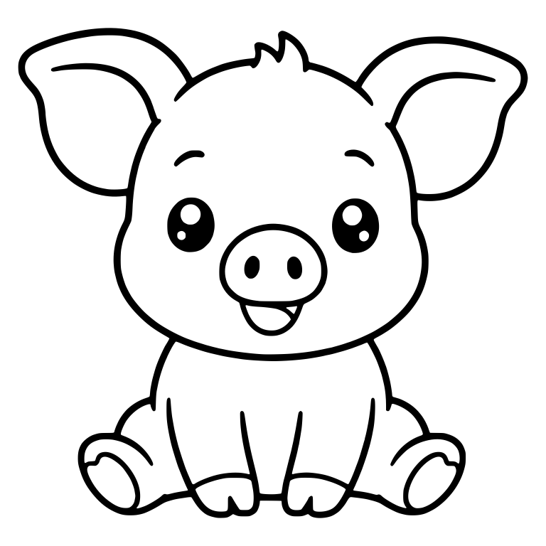 Sitting Piglet With Big Perky Ears — free animal SVG cut file
