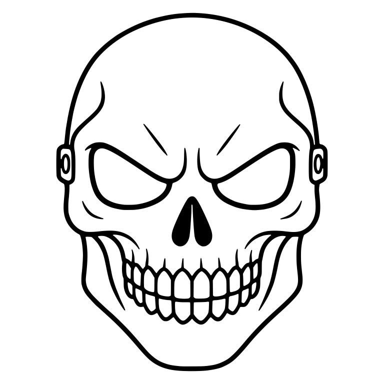 Angry Skull Mask With Full Teeth and Side Clasps — free skeleton SVG cut file