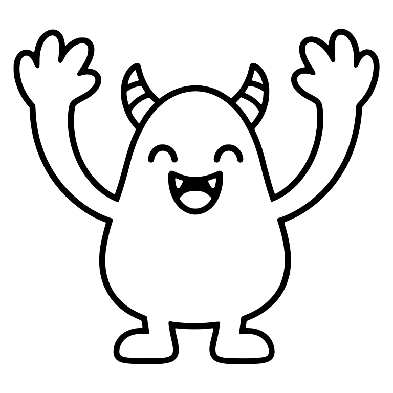 Laughing Horned Monster with Arms Raised — free fantasy-creature SVG cut file
